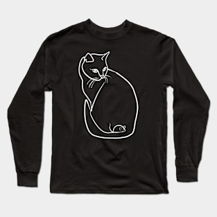 Cat and Mouse, Animal, Line art Long Sleeve T-Shirt